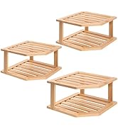 VERTORGAN Corner Shelf, Plate Organizer for Cabinet-Bambo Corner Cabinet Shelf Organization-Suita...