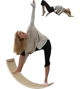 100% Natural Wood Rocker Balance Board for Kids - 35'' Toddler Wobble Board for Montessori Toy, Y...