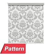 LazBlinds Cordless Roller Blinds Shades, 100% Blackout Thermal Insulated Damask Pattern Waterproo...