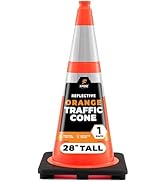 Xpose Safety 28" Orange Traffic Cones, 1-Pack, 6" & 4" Collar – PVC Safety Cones for Parking, Soc...