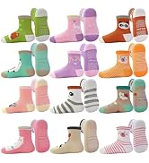 Tphon Toddler Baby Non Slip Socks Infant Anti Skid Socks with Grips 12 Pairs Crew Sock for 0-7 Ye...
