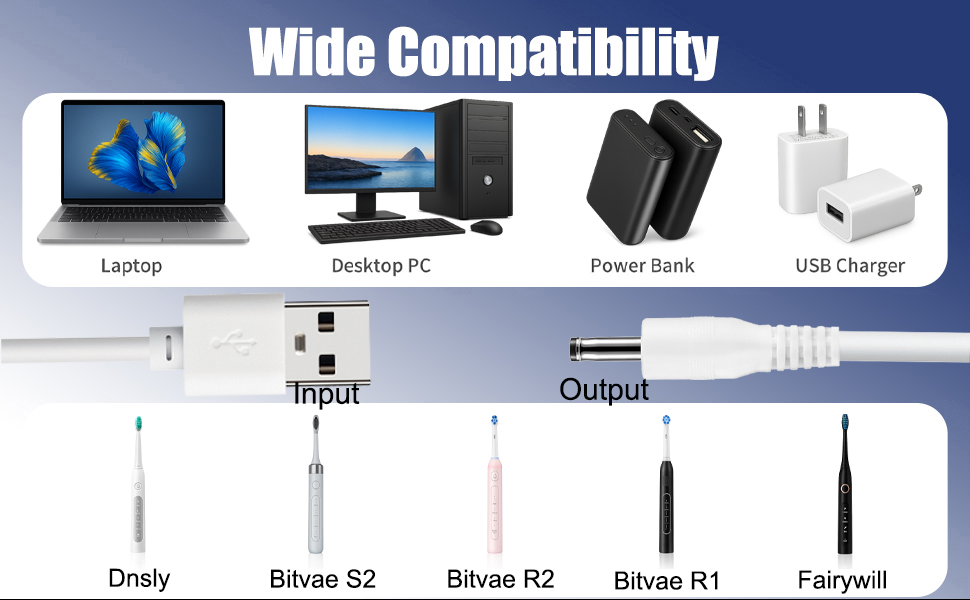 usb power toothbrush charger cord,replacement usb charger cable,toothbrush charging cord usb type