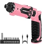 Enertwist Electric Screwdriver, 8V Max 10Nm Pink Cordless Screwdriver Rechargeable Set with 9 Acc...