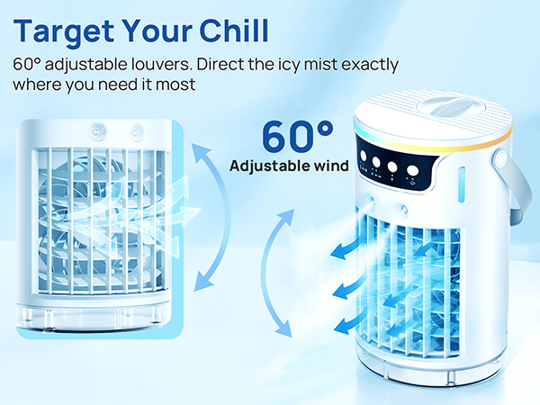 portable ac unit for bedroom with 60° adjustable