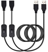 Electop USB Switch Extension Cable(2 Pack),Male to Female Extender with On/Off Switch, USB Extens...