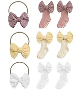 DED 3 Pack Hair Bows Nylon Headband and socks set