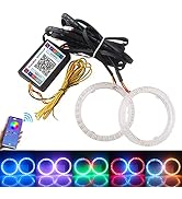 Qasim 1-Pair 80MM 30SMD 3535 LED RGB Angel Eyes Halo Rings for Motorcycle Car DRL Fog Lamp Turn S...
