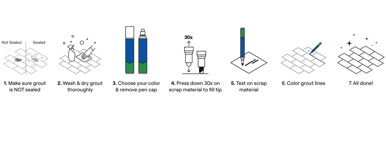 grout pen grout paint pen white tile grout whitener pens bleach color rainbow colorant instructions