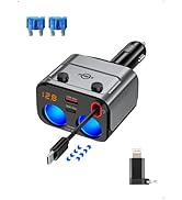 PDMAX 186W Retractable Car Charger & Cigarette Lighter Splitter, Dual Cigarette Lighter Adapter w...