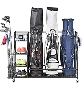 Mythinglogic Golf Storage Garage Organizer, Golf Bag Storage Stand and Other Golfing Equipment Ra...