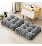 1 MIDDLE ONE Floor Pillow Set of 2, Memory Foam Floor Cushions for Adults, Large Square Meditatio...
