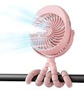 AMACOOL Portable Misting Stroller Fan, Rechargeable Mister Fan with Water Spray, 270°Pivoting, Fl...