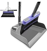 Broom and Dustpan Set for Home, 54-inch Long Adjustable Handle Broom with Stand Up Dustpan, 180 D...