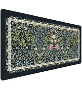 Vintage Floral Desk Mat for Women, 35.4 x 15.7 Inch Extended Mouse Pad with Non Slip Rubber Base,...