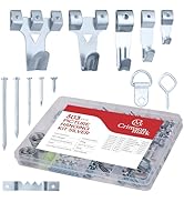 CrimsonMark 303-Piece Picture Hanging Assortment, Heavy Duty Hooks, Nails, Sawtooth, D-Rings, Wir...