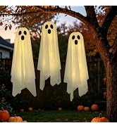 Halloween Decor 3 Pack Light Up Halloween Hanging Ghosts Decorations | Ghost Hanging Ornaments De...