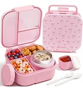 Fimibuke Bento Box for Kids, Toddler Lunch Box with 8.5oz Thermo Food Jar | Leak Proof 3-4 Compar...