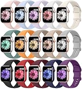 15 Pack Soft Silicone Bands Compatible with Apple Watch Band 40mm 41mm 38mm 45mm 44mm 42mm 46mm 4...