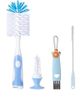 Baby Bottle Brush Set 4 in 1, Baby Bottle Cleaner, with 1P Nylon Bottle Brush, 1P Bottle Cap Brus...