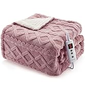 CAROMIO Heated Throw Blanket - Thick Tufted Sherpa Electric Blanket Throw with 10 Heating Levels ...