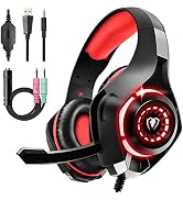 Tatybo Gaming Headset for Ps4 Ps5 Xbox One Switch PC with Noise Canceling Mic, Deep Bass Stereo S...