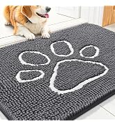 Smiry Dog Door Mat for Muddy Paws, Absorbent Dirt Trapper Non Slip Quick Dry Washable Chenille Ma...