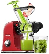 SiFENE Cold Press Juicer Machine, Small Slow Masticating Juicer, Vegetable and Fruit Juice Extrac...