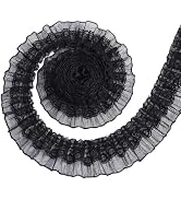 ZNZAKKA 5 Yards Double Layer Ruffle Lace Trim, 2.2 Inch Pleated Lace Ribbon for Sewing, DIY Craft...