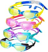 XDX Kids Swim Goggles, 4 Pack Kids Goggles for Swim with UV Protection, Anti Fog Swimming Goggles...