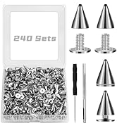 CXIIPOL 240 Pairs 9.5 MM Cone Spikes Screwback Studs, Punk Spikes and Studs Kit for Punk Style Cl...