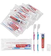 Disposable Toothbrushes with 45 Grams Toothpaste Individually Wrapped, Travel Kit Whit Plastic Zi...