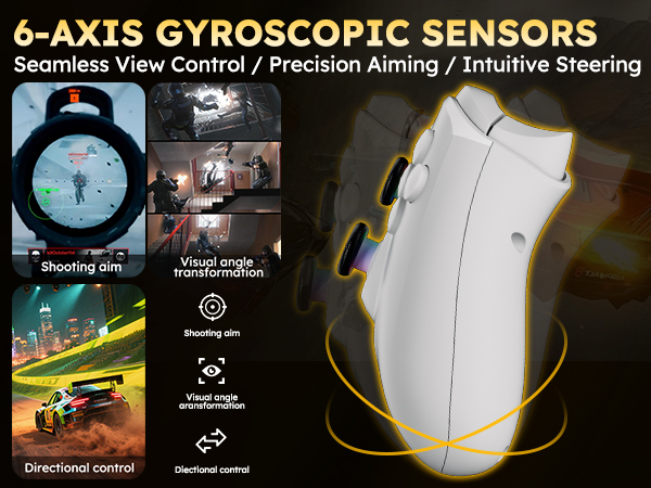 The handle has a 6-axis gyroscope sensor and has Seamless View Control,Precision Aiming