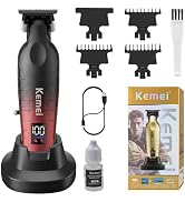 KEMEI Hair/Beard Trimmer for Men, Cordless Professional Hair Clippers for Hair Cutting with LED D...