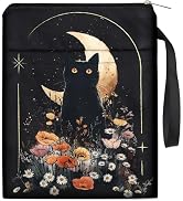VeloKomo Book Sleeve with Zipper - Black Cat Books Cover Protector | Waterproof Bookish Pouch Rea...