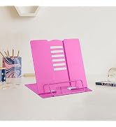 MSDADA Small Desk Book Stand Metal Reading Rest Book Holder Adjustable Cookbook Documents Holder ...
