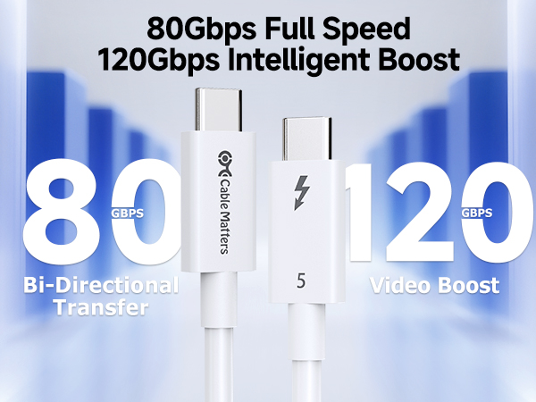 Text reads '80Gbps Full Speed', '120Gbps Intelligent Boost', 'Bi-Directional Transfer', 'Video Boost'. Technical diagram showing data transfer specifications.