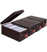 Tapetinel Brown Faux Leather DVD Storage Box 4 Pack – Holds 25 Standard DVD Cases Each, Stackable...