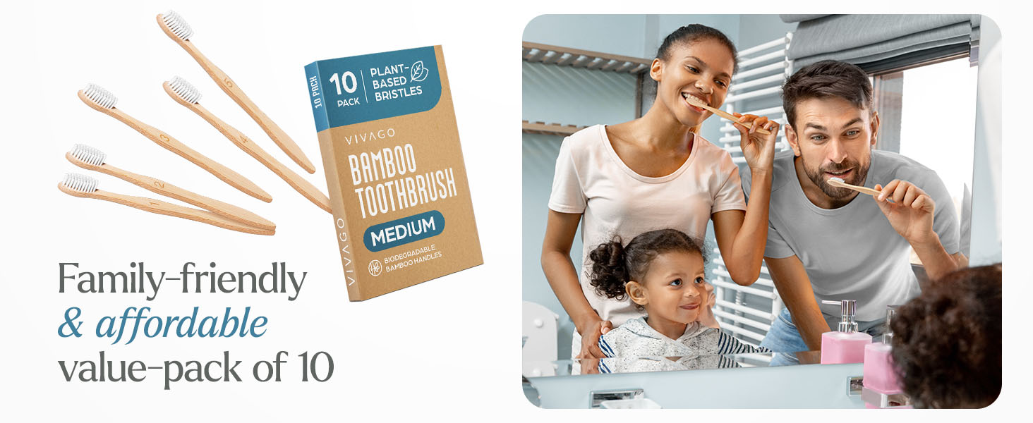 Bamboo Toothbrushes Medium Bristles