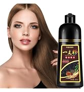 Yocisku Chestnut Brown Hair Dye Shampoo 3 in 1 for Men & Women, Natural, for 100% Gray Coverage, ...