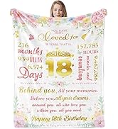 18th Birthday Gifts for Girls, 18 Year Old Birthday Throw Blanket for Daughter Sister, 50x60 Inch...