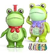 Inspireyes Toddler Walkie Talkies for Kids Rechargable, DIY Dress-Up Saluting Frog Toys, 2 Pack C...