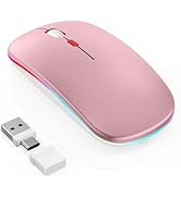 LED Wireless Mouse for Laptop/MacBook/iPad - Built-in Mouse Jiggler & 4-Mode (Bluetooth 5.2/3.0 &...