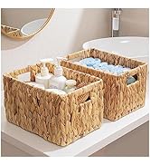 ELONG HOME Water Hyacinth Wicker Baskets, Rectangular 12