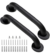 Rackickyer Shower Grab Bar, 2 Pack 12 Inch Black Bathroom Grab Bar, 1.25" Diameter 304 Stainless ...