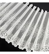 FINGERINSPIRE 3Yards White Cotton Eyelet Lace Sewing Trim 14-5/8inch Wide Wave Shape Cotton Lace ...