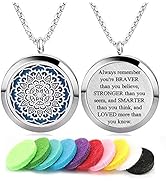 Aromatherapy Essential Oil Diffuser Necklace 316L Stainless Steel Locket Pendant with 24 Inch Chain