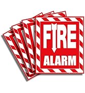 Fire Alarm Sticker Signs Stickers – 4 Pack 6x7 Inch – Premium Self-Adhesive Vinyl, Laminated for ...