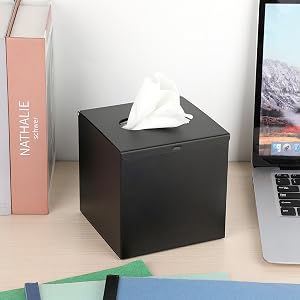 decorative tissue box cover in office