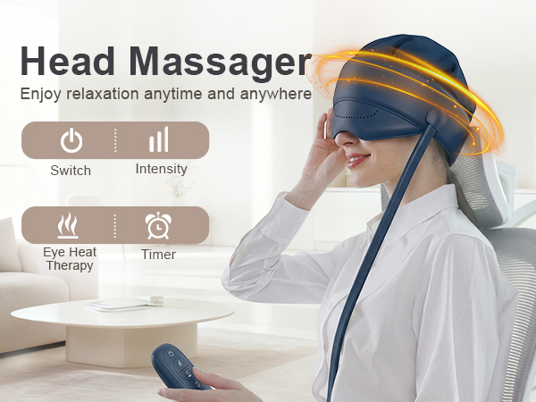 Full-Head Relaxation with Customizable Massage: Experience a professional-grade head and eye massage