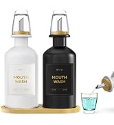 2PCS Glass Mouthwash Dispenser for Bathroom Countertop – 14oz/410ml Refillable Mouthwash Bottle w...